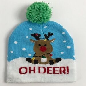 Oh Deer! Winter Hat Reindeer tangled in Christmas Lights